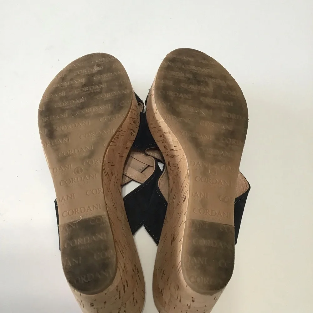 Cordani platform wedge strap black leather suede size 41 made in Italy